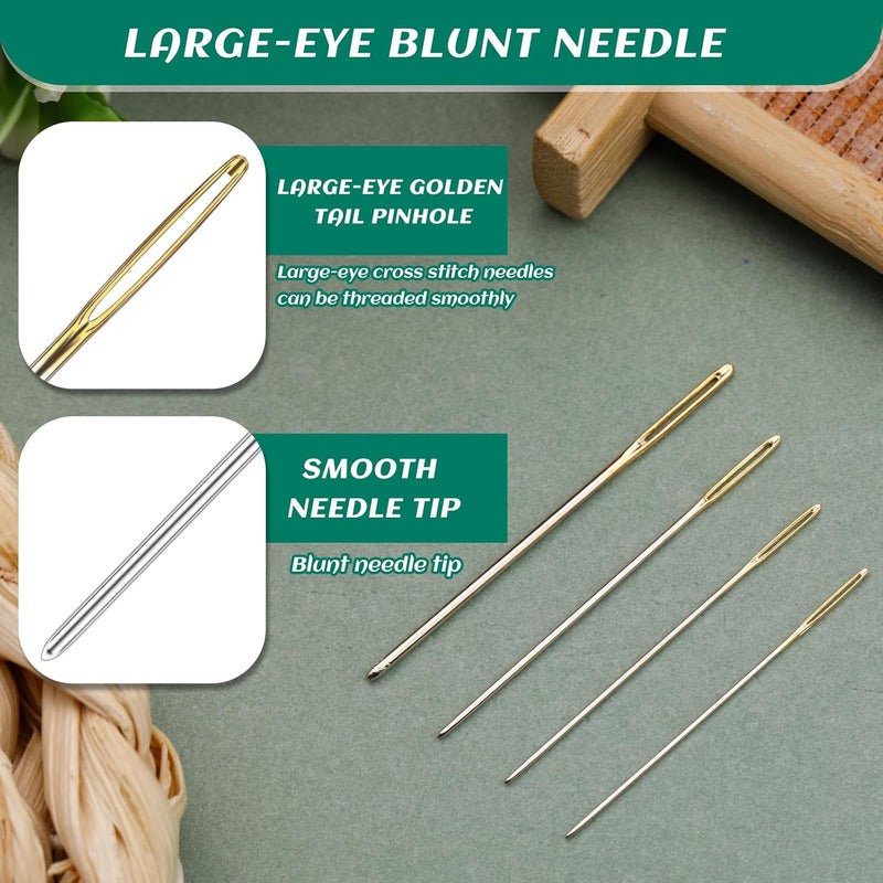 FTEVEN 30PCS Cross Stitch Needles, Size 28 Stainless Steel Embroidery Needles, Large Eye Hand Sewing Needles Blunt Golden Color with Box for Hand Sewing, Cross Stitching - Image 3